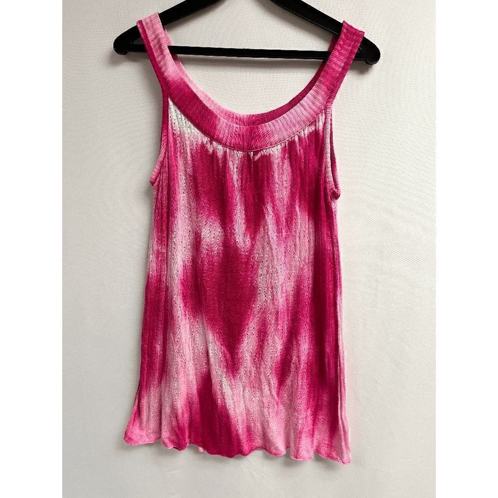 Saint Tropez West Womens Pullover Tank Top Pink White Tie Dye Small 100% Rayon